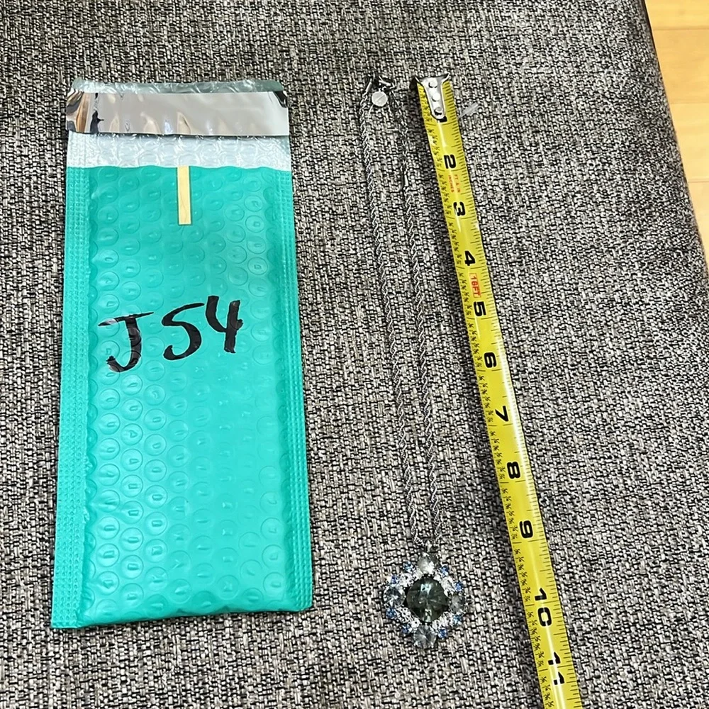 Ornate Silver and Blue Heart Necklace with Gemstones charter club J54 - Picture 3 of 3